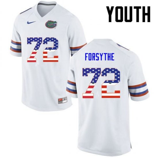 Youth Florida Gators #72 Stone Forsythe NCAA Nike White USA Flag Fashion Authentic Stitched College Football Jersey ABN7262SA